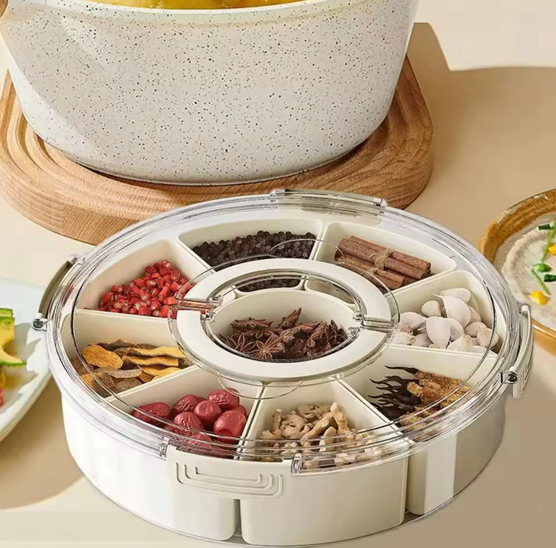 Multi Grids Seasoning Storage Box, Transparent Divided Serving Tray With Lid, Fruits Nuts Candy Spice Storage Box, Snack Container Multi Grids Seasoning Storage Box, Transparent Divided Serving Tray With Lid, Fruits Nuts Candy Spice Storage Box, Snack Container